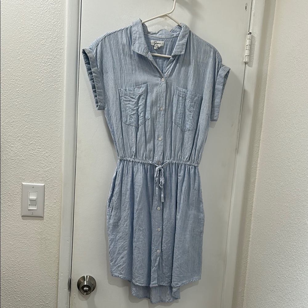 Blue Striped Shirt Dress
